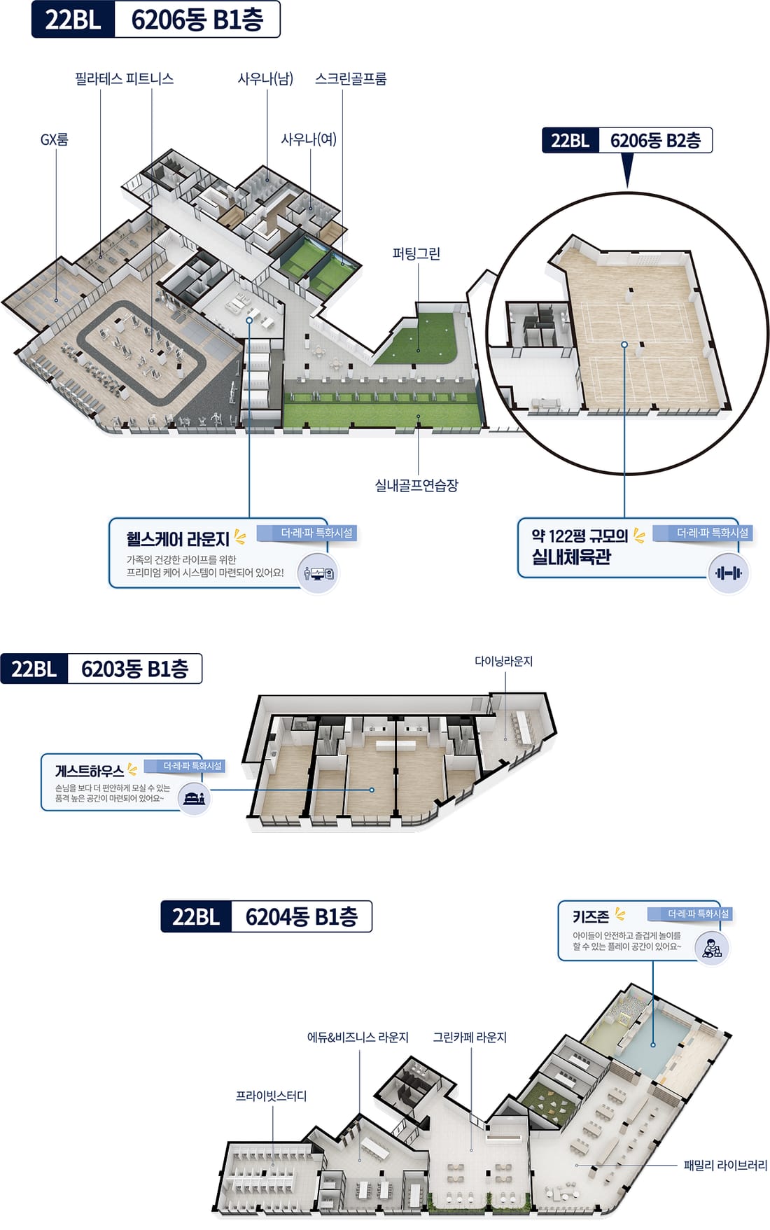 더샵 검단레이크파크 22BL 커뮤니티 공식 시설 배치도