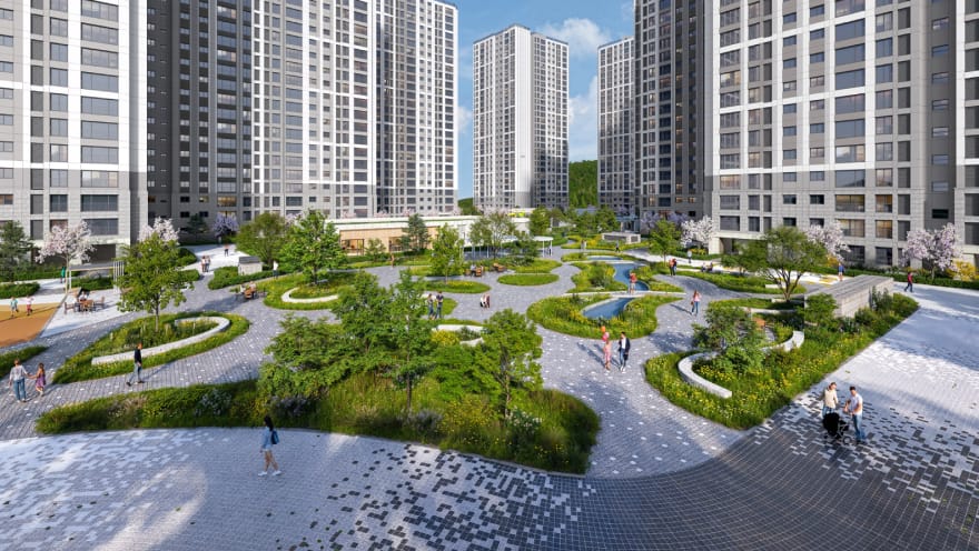 더샵 검단레이크파크 네이처 가든 조경 조감도